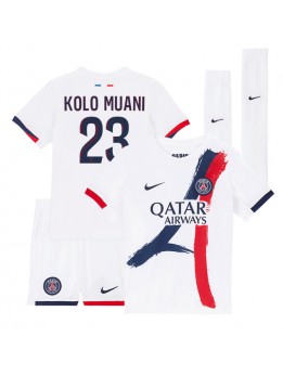 Paris Saint-Germain Randal Kolo Muani #23 Replika Borta Kläder Barn 2024-25 Kortärmad (+ byxor)